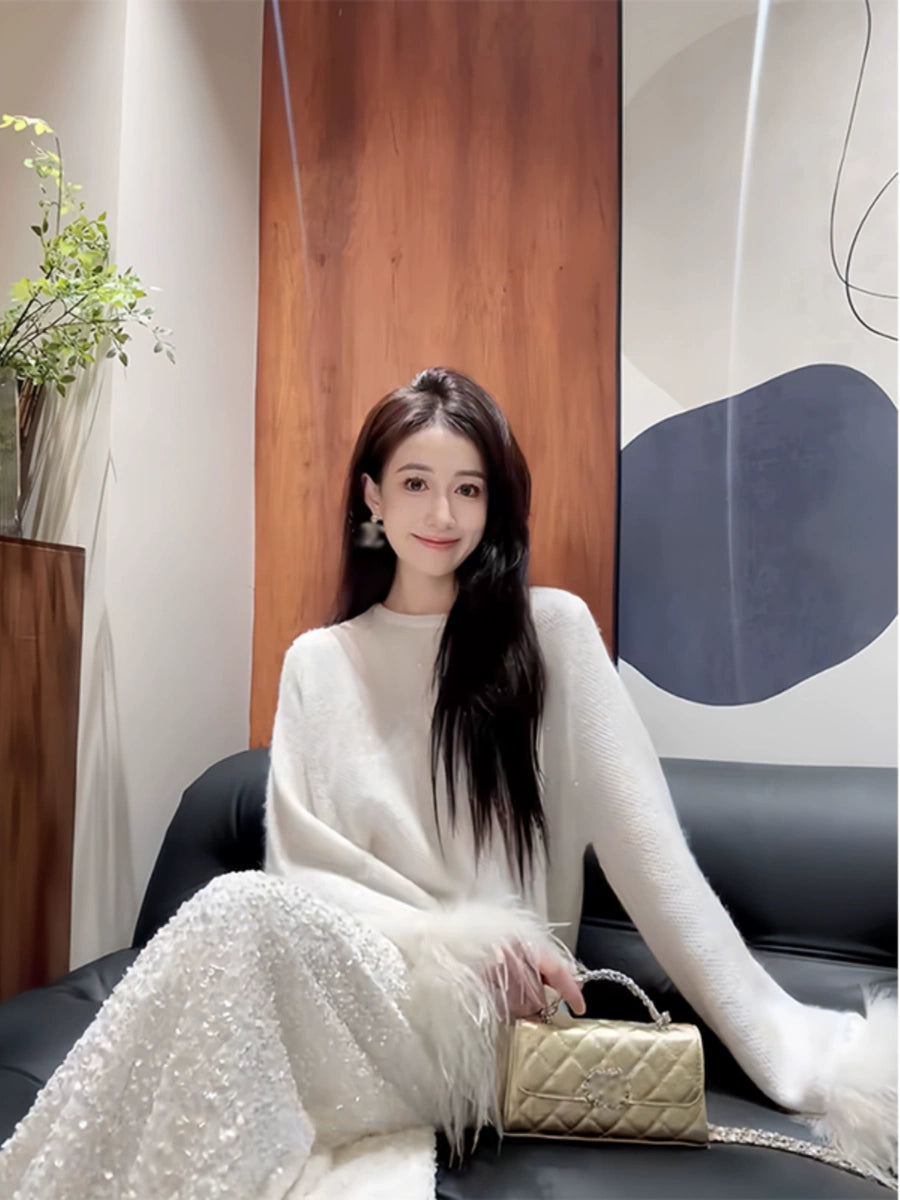 Women's Fall Winter Oversized French-Inspired Sweater Knit Pullover Top for Casual Outfits Spring Travel Office Everyday Date Night