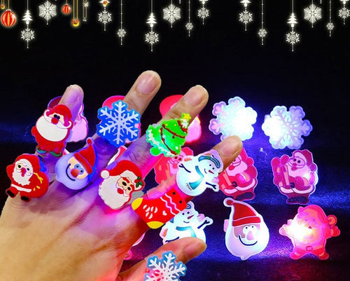 Christmas Ring Set, Holiday Rings, 8-Piece or 50-Piece Assorted Holiday Party Favor Pack, Stocking Stuffers and Gift Exchange Present for Kids and Adults