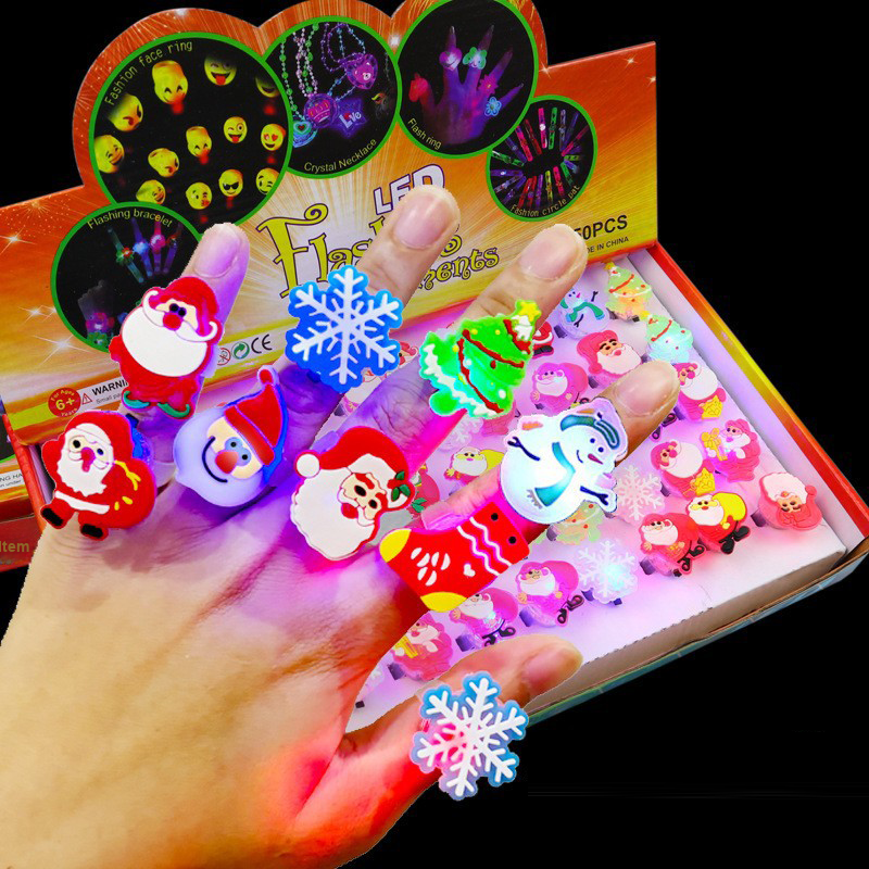 Christmas Ring Set, Holiday Rings, 8-Piece or 50-Piece Assorted Holiday Party Favor Pack, Stocking Stuffers and Gift Exchange Present for Kids and Adults