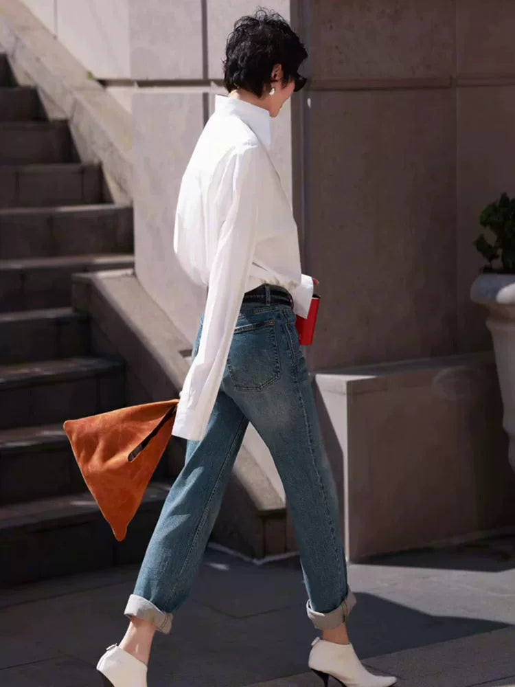 Women's White Office Long Sleeve Workwear Shirt for Casual Streetwear Business Weekend Everyday Date Night