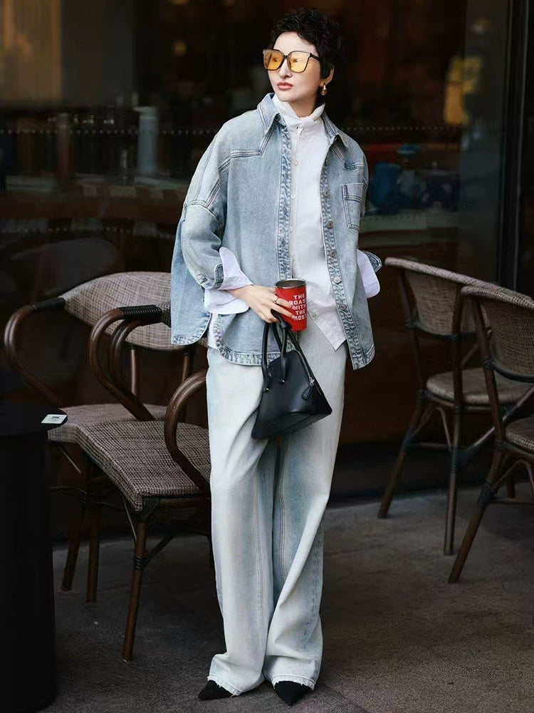 Women's White Workwear Long Sleeve Casual Wide-Leg Pants for Office Outfits Business Travel Comfort Weekend Everyday