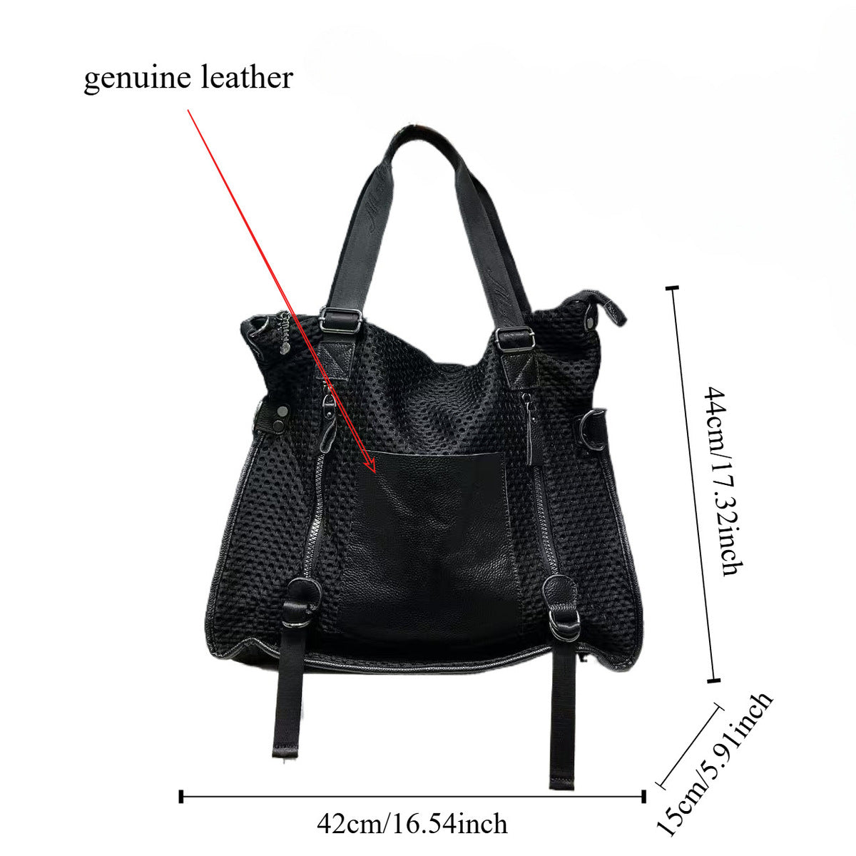 Women's Large-capacity Leather Breathable Mesh Retro Casual Tote Bag Shoulder Crossbody Purse Versatile Work and Travel Office