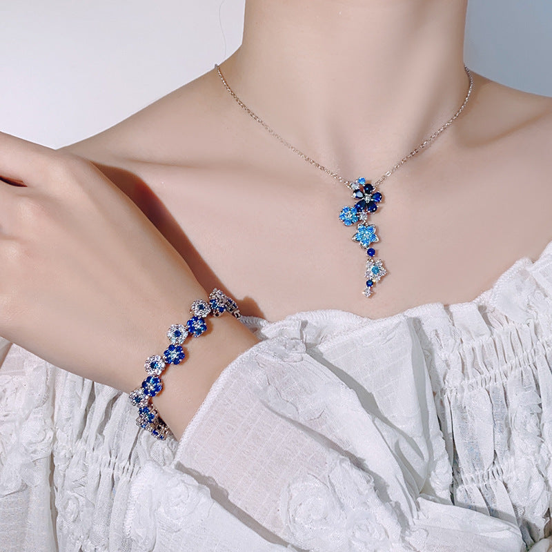Cubic zirconia floral necklace by Yoshan