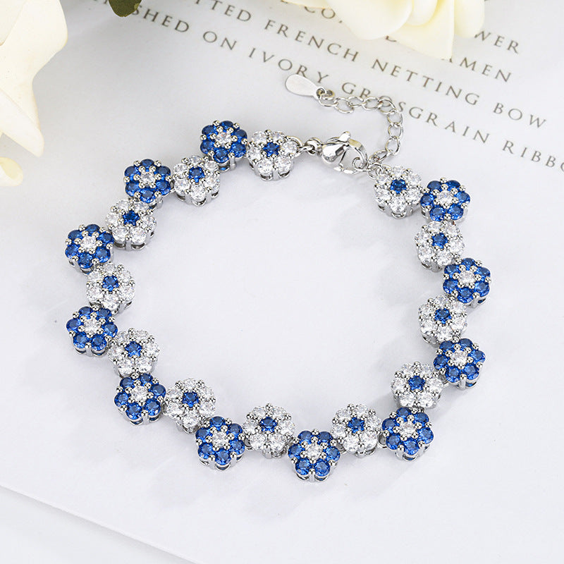 Cubic zirconia floral necklace by Yoshan, detail view 4