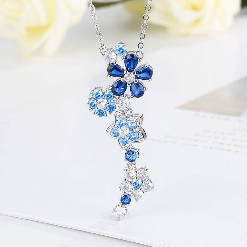 Cubic zirconia floral necklace by Yoshan, detail view 6