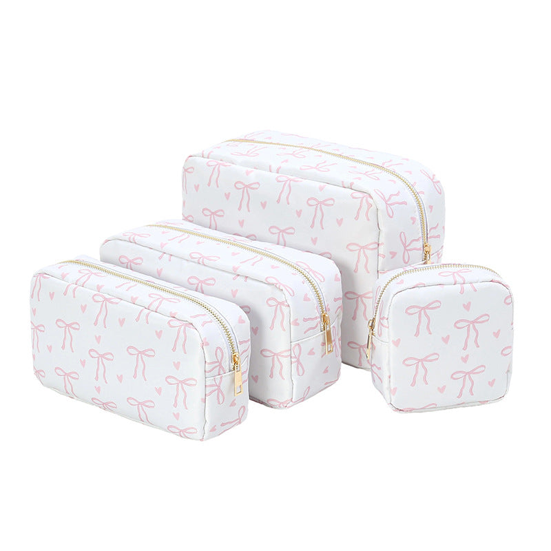 Large-Capacity Nylon Makeup Bag Travel Cosmetic Pouch Gift Everyday Toiletry Rolling Train Case