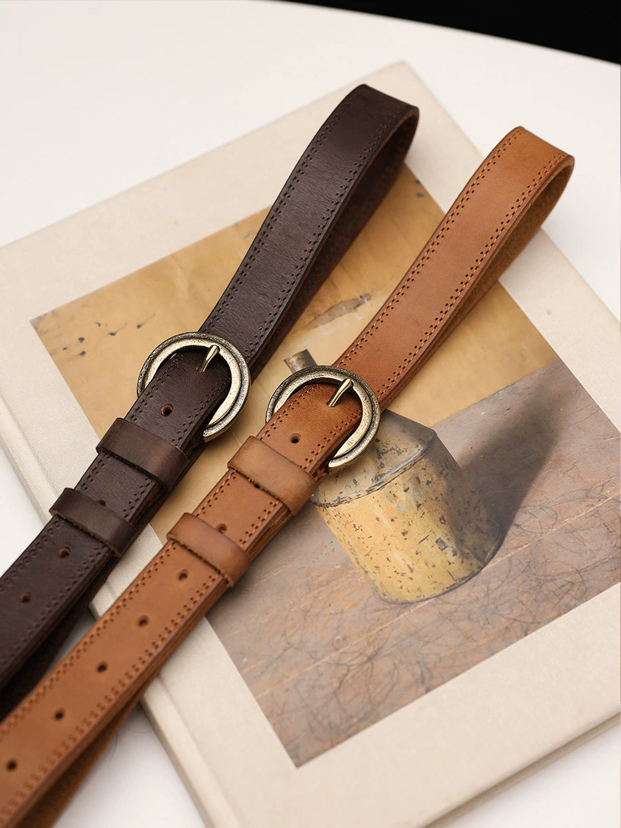 Women's Wide Oxidized Leather Jeans Belt Retro Waist for Date Night Gift Party Designer Office Everyday
