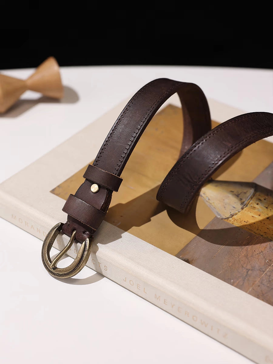 Women's Wide Oxidized Leather Jeans Belt Retro Waist for Date Night Gift Party Designer Office Everyday
