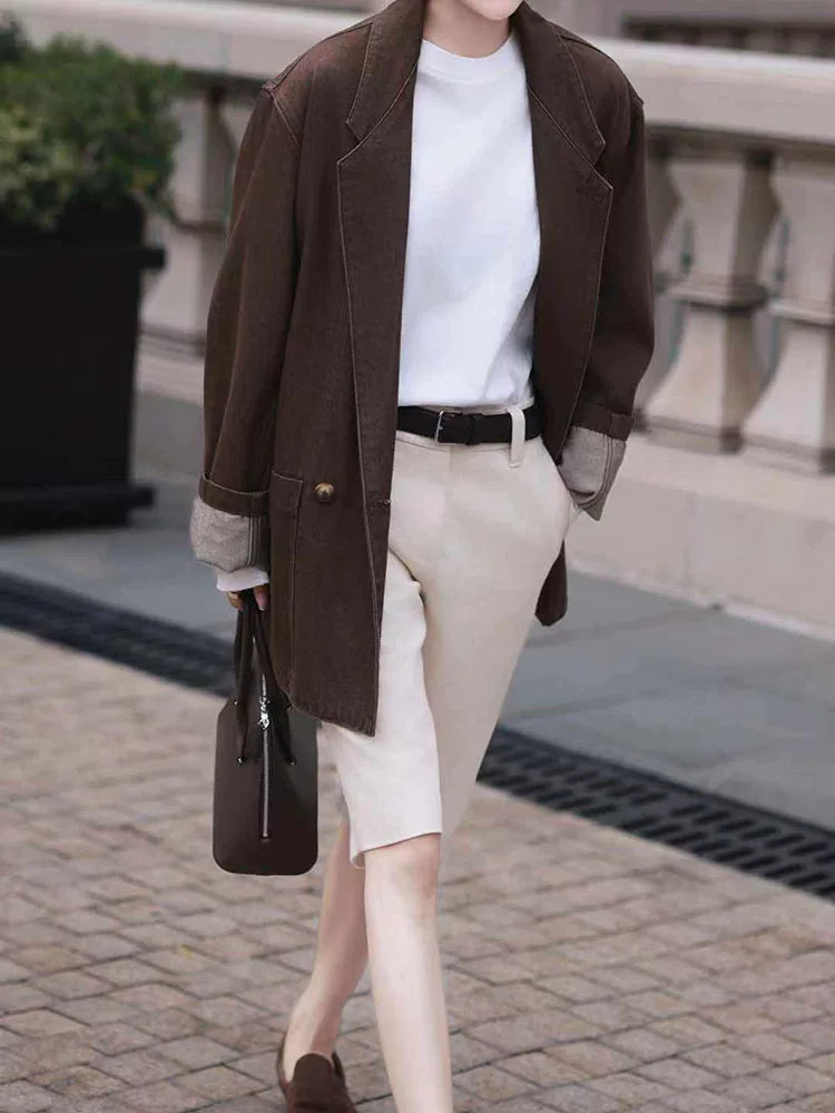 Women's White Quiet-Luxury Casual Shorts for Summer Outfits Weekend Everyday Wear