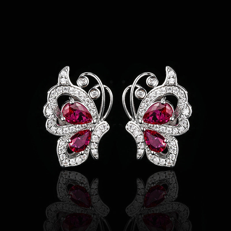 Cubic zirconia stud earrings by Yoshan, detail view 2