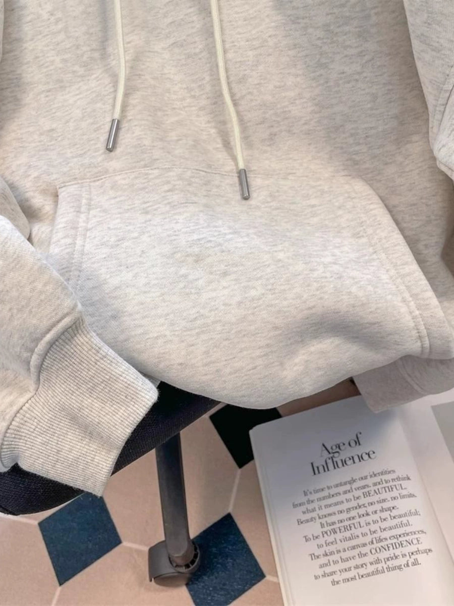 Men's Grey Cat Fleece-Lined Hoodie Sweatshirt for Casual Streetwear Fall Travel and Weekend Everyday Date Night