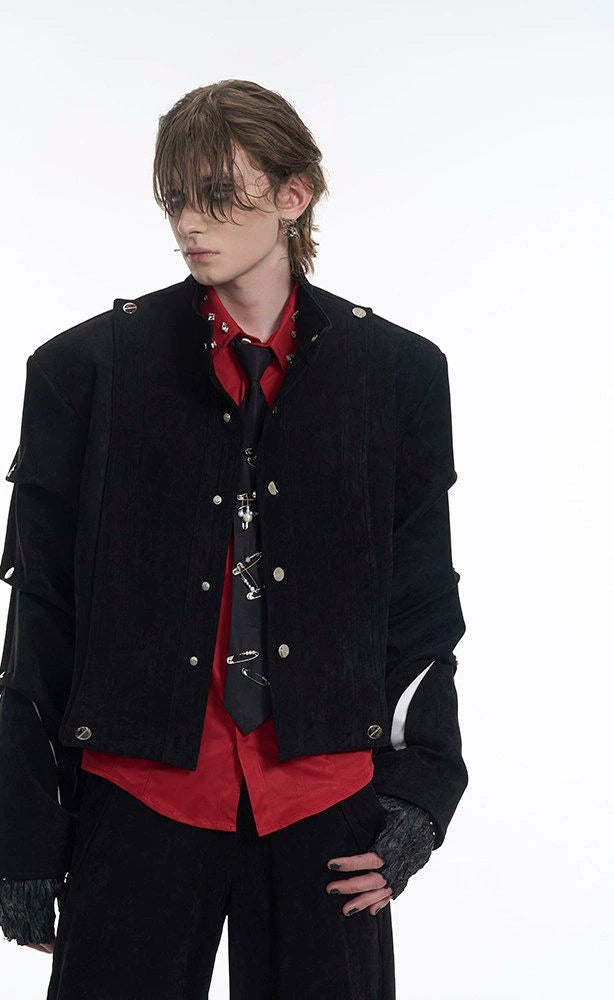 Men's Black Suede-Look Cropped Jacket Casual Coat for Cold Weather Fall Travel Outdoor Holiday