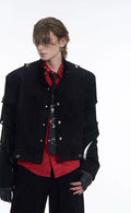 Men's Black Suede-Look Cropped Jacket Casual Coat for Cold Weather Fall Travel Outdoor Holiday