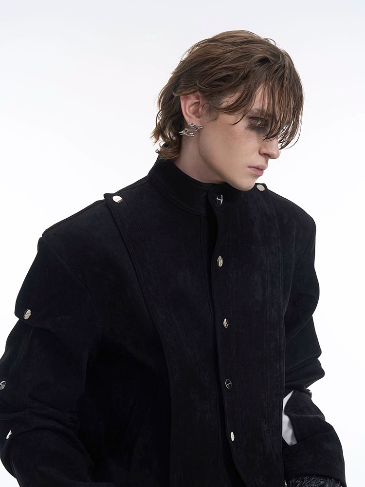 Men's Black Suede-Look Cropped Jacket Casual Coat for Cold Weather Fall Travel Outdoor Holiday