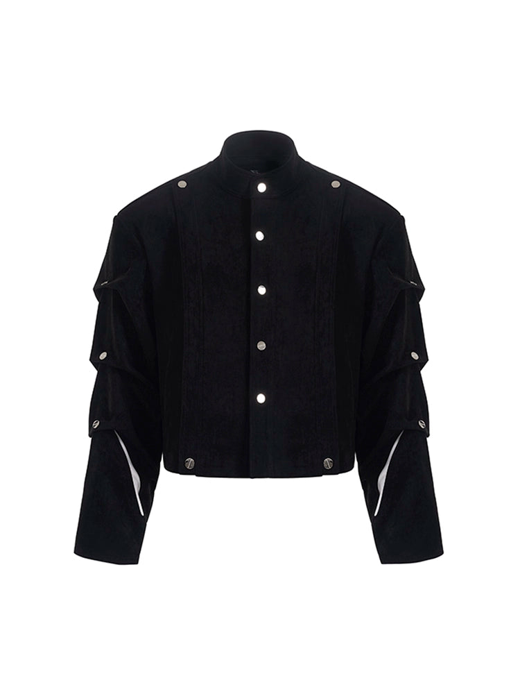 Men's Black Suede-Look Cropped Jacket Casual Coat for Cold Weather Fall Travel Outdoor Holiday
