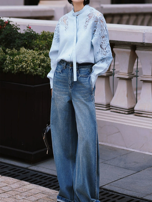 Women's Summer Lace Linen Shirt for Office Outfits Business Casual Streetwear Spring Summer Weekend