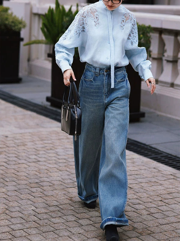 Women's Summer Lace Linen Shirt for Office Outfits Business Casual Streetwear Spring Summer Weekend