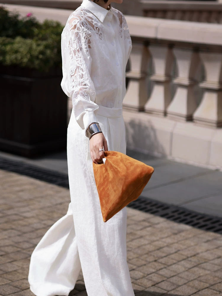 Women's Lace Linen Workwear Casual Shirt for Office Outfits Business Streetwear Weekend Everyday