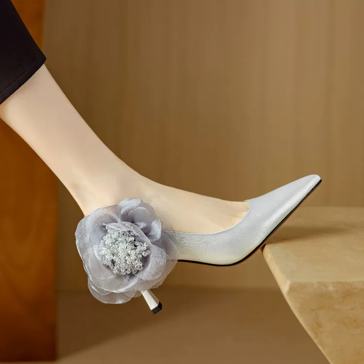Leather Pointed Toe Pumps for Women