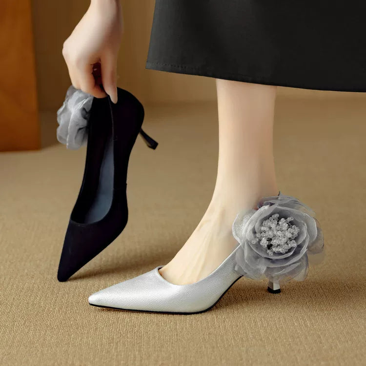 Leather Pointed Toe Pumps for Women