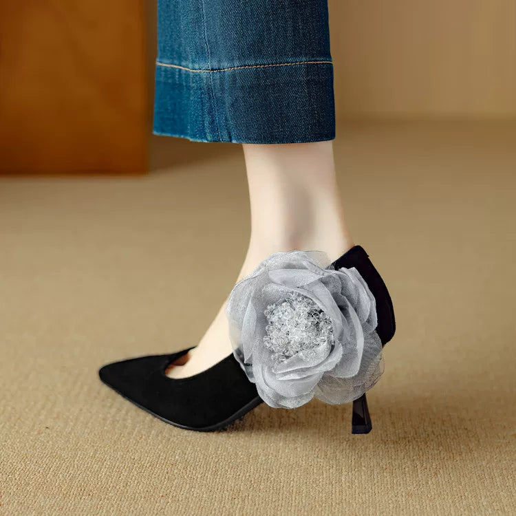 Leather Pointed Toe Pumps for Women