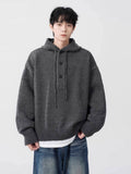 Men's Hooded Oversized Casual Sweater Knit Pullover Top for Fall Winter Spring Travel Office Everyday Date Night