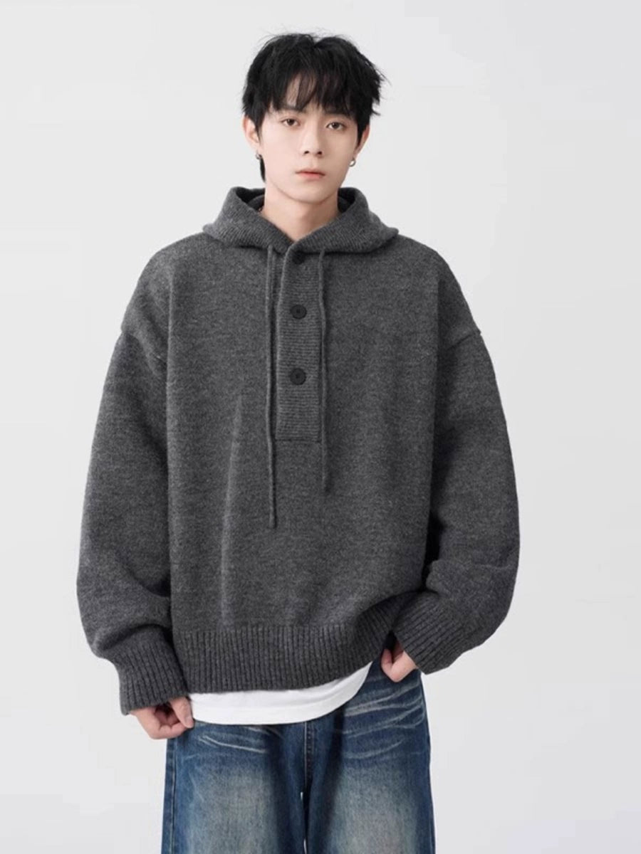 Men's Hooded Oversized Casual Sweater Knit Pullover Top for Fall Winter Spring Travel Office Everyday Date Night