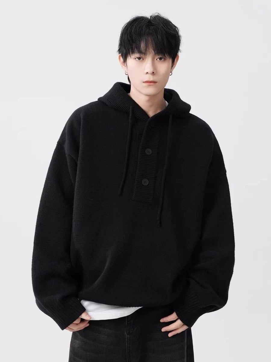 Men's Hooded Oversized Casual Sweater Knit Pullover Top for Fall Winter Spring Travel Office Everyday Date Night