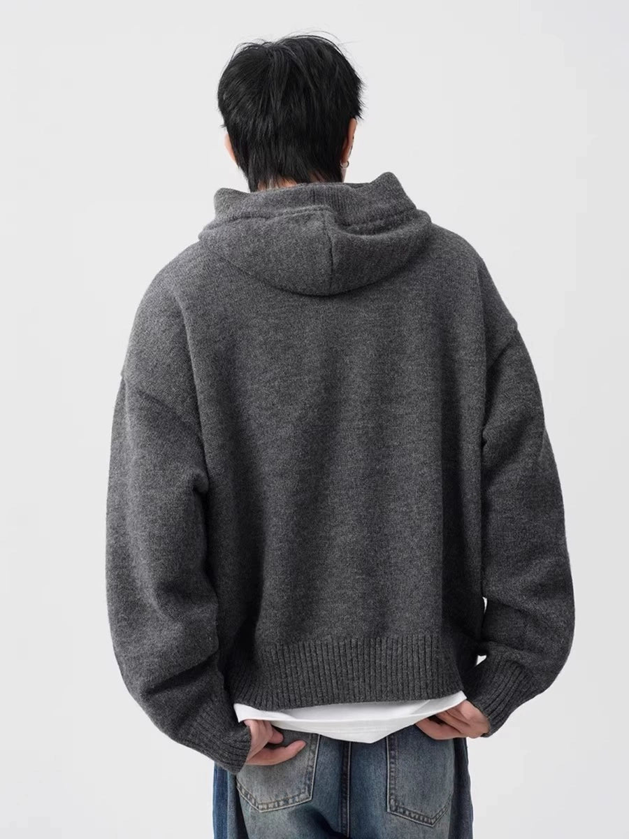 Men's Hooded Oversized Casual Sweater Knit Pullover Top for Fall Winter Spring Travel Office Everyday Date Night