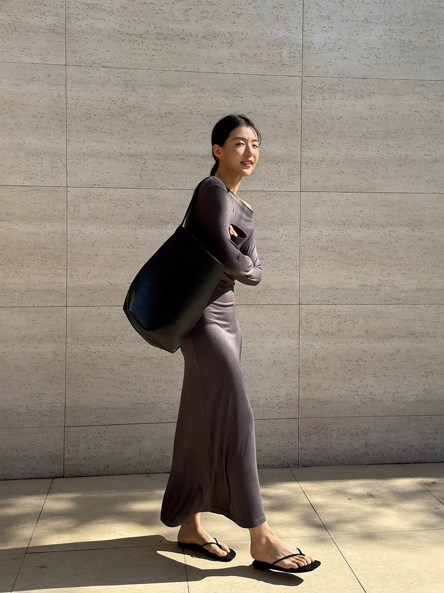 Women's Slim-Waist Knit Long Sleeve Dress Party Evening Outfit Day for Office Wedding Guest Date Night Business Casual Summer Travel