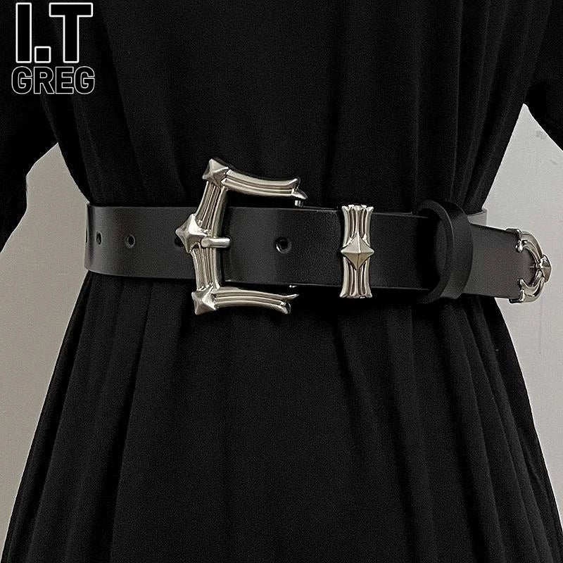 Women's Unisex Leather Dark Waist Belt for Date Night Gift Party Everyday Wear Designer Office Vacation