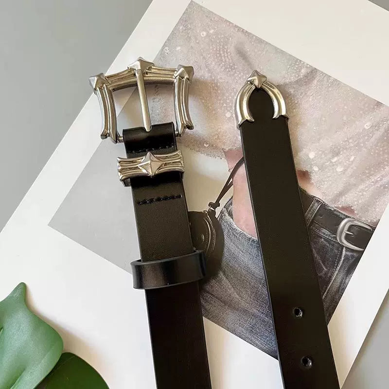 Women's Unisex Leather Dark Waist Belt for Date Night Gift Party Everyday Wear Designer Office Vacation