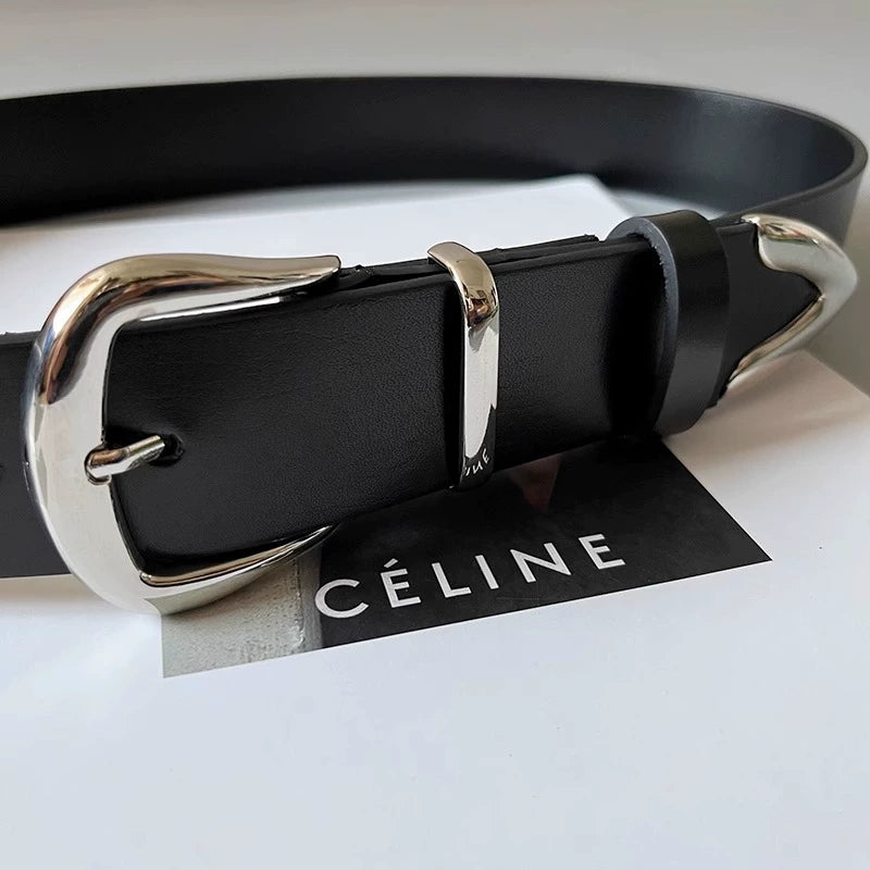 Women's Wide Minimalist Black Leather Waist Belt for Date Night Gift Party Designer Office Everyday