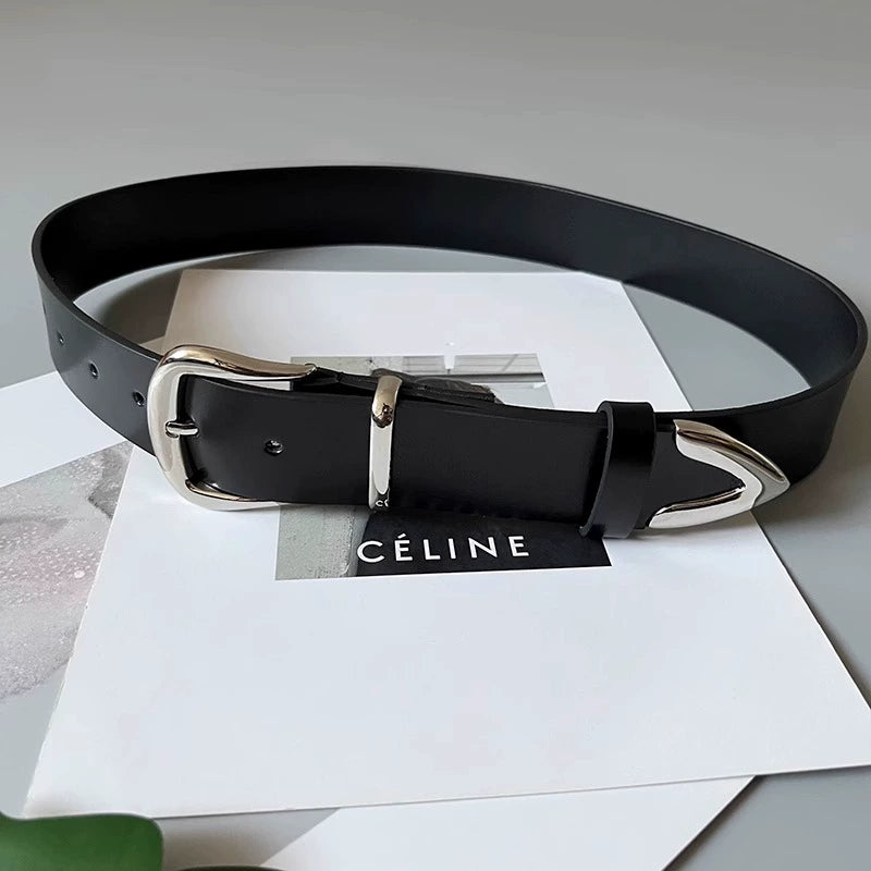 Women's Wide Minimalist Black Leather Waist Belt for Date Night Gift Party Designer Office Everyday