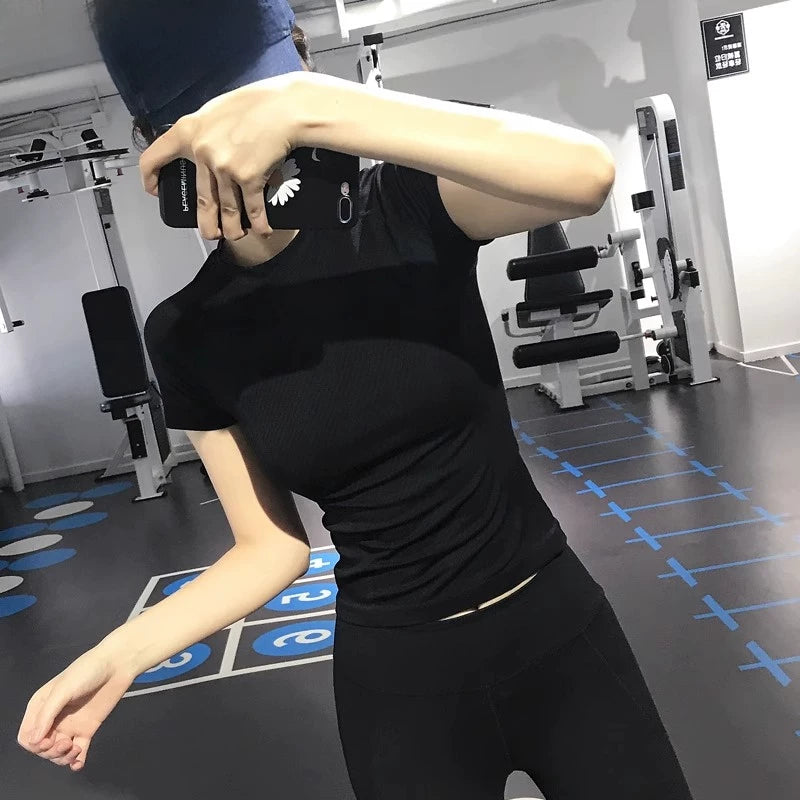 Women's Breathable Cropped Yoga Top Stretch Training Gym Top Leggings for Date Night Travel Everyday Weekend Holiday Party