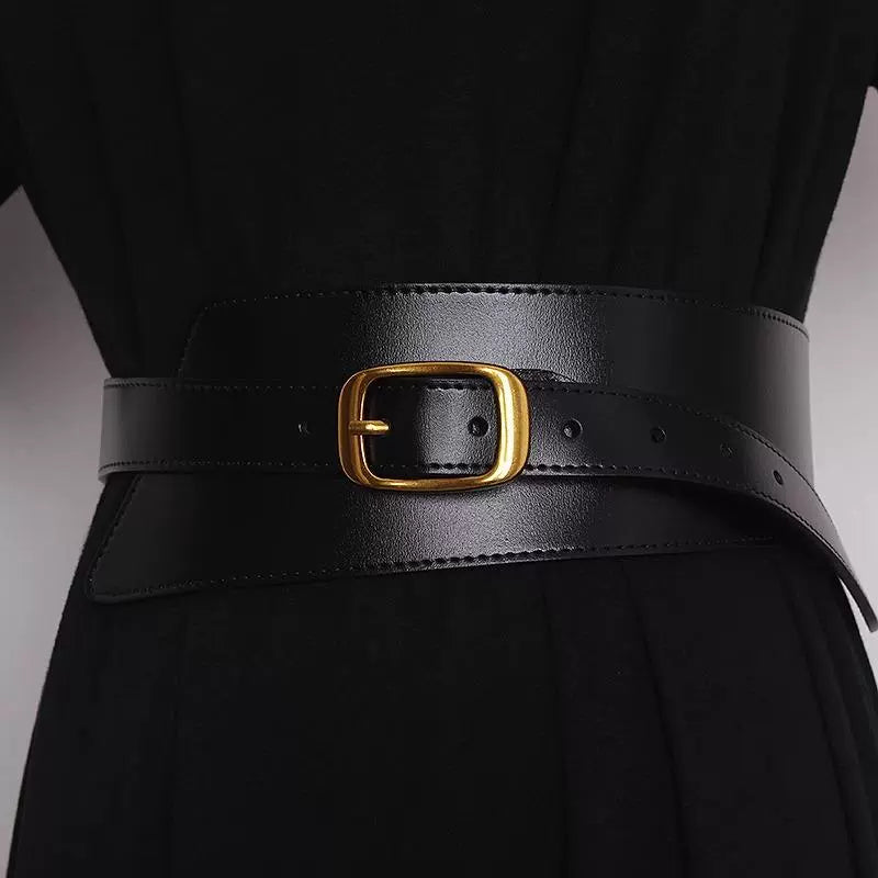 Women's Wide Knit Leather Dress Belt Waist for Date Night Gift Party Designer Office Everyday