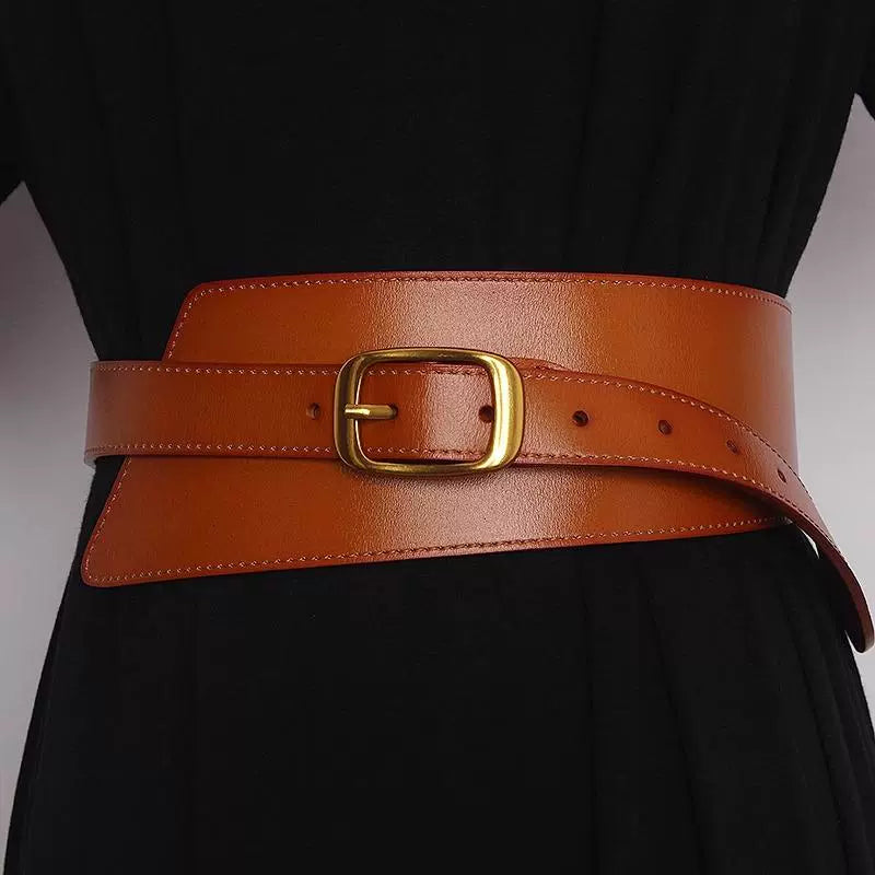Women's Wide Knit Leather Dress Belt Waist for Date Night Gift Party Designer Office Everyday