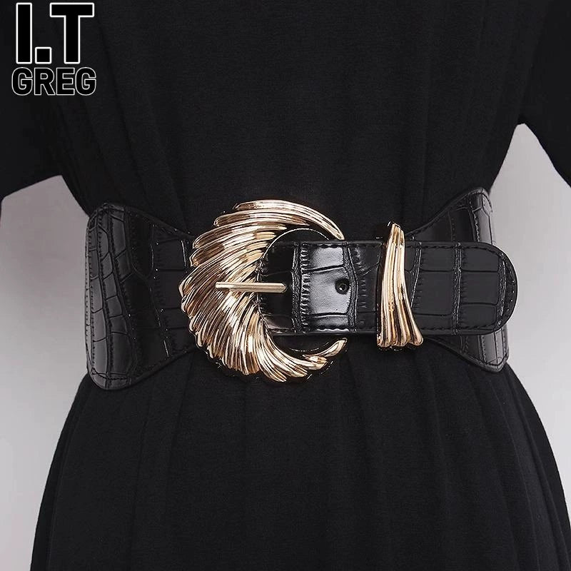 Women's Stretch Adjustable Black Wide Waist Belt Retro for Date Night Gift Party Office Everyday
