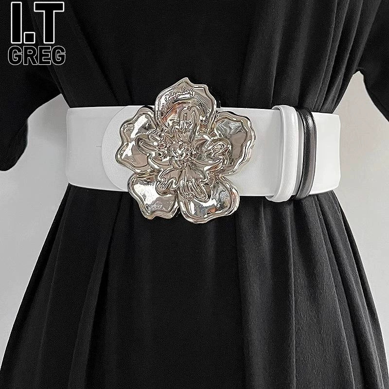 Women's Leather Floral Waist Belt for Date Night Gift Party Everyday Wear Designer Office Vacation