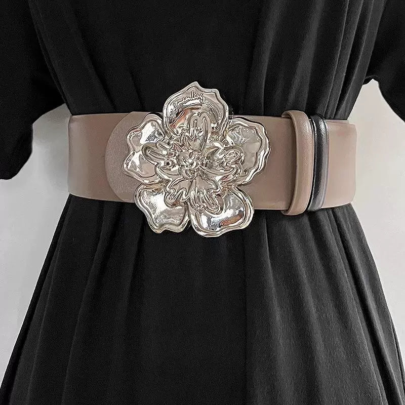 Women's Leather Floral Waist Belt for Date Night Gift Party Everyday Wear Designer Office Vacation