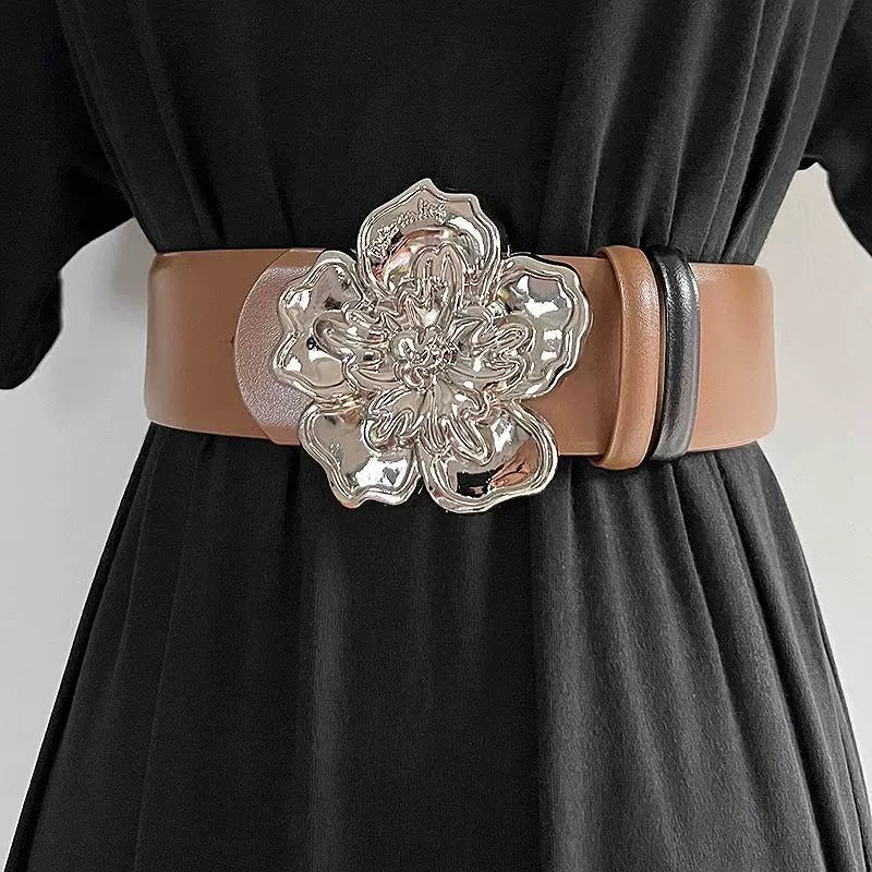 Women's Leather Floral Waist Belt for Date Night Gift Party Everyday Wear Designer Office Vacation