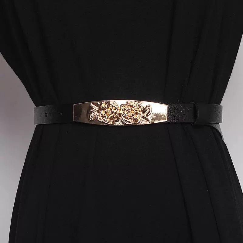 Women's Skinny Waist-defining Slim-waist Leather Waist-cinching French-inspired Everyday Jeans Belt for Date Night Gift Party Designer Office Vacation