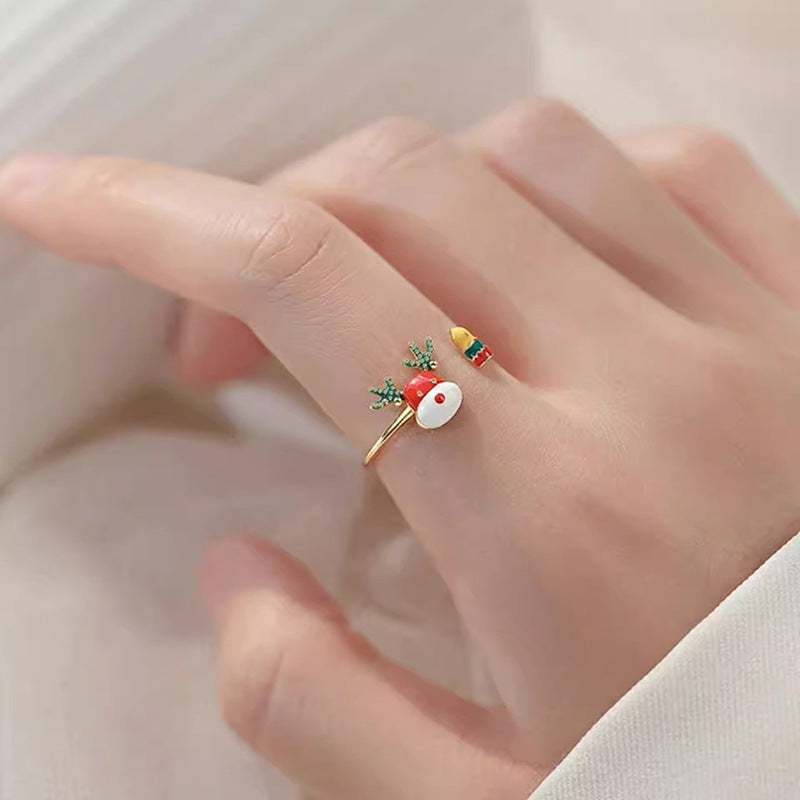 Christmas Ring Set, Reindeer Rings, 10-Piece Assorted Holiday Party Favor Pack, Stocking Stuffers and Gift Exchange Present for Kids and Adults