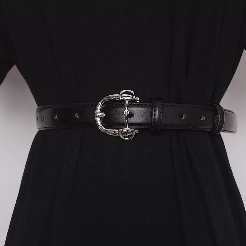 Women's Pin Buckle Minimalist Leather Korean-style Waist Belt for Date Night Gift Party Designer Office Everyday