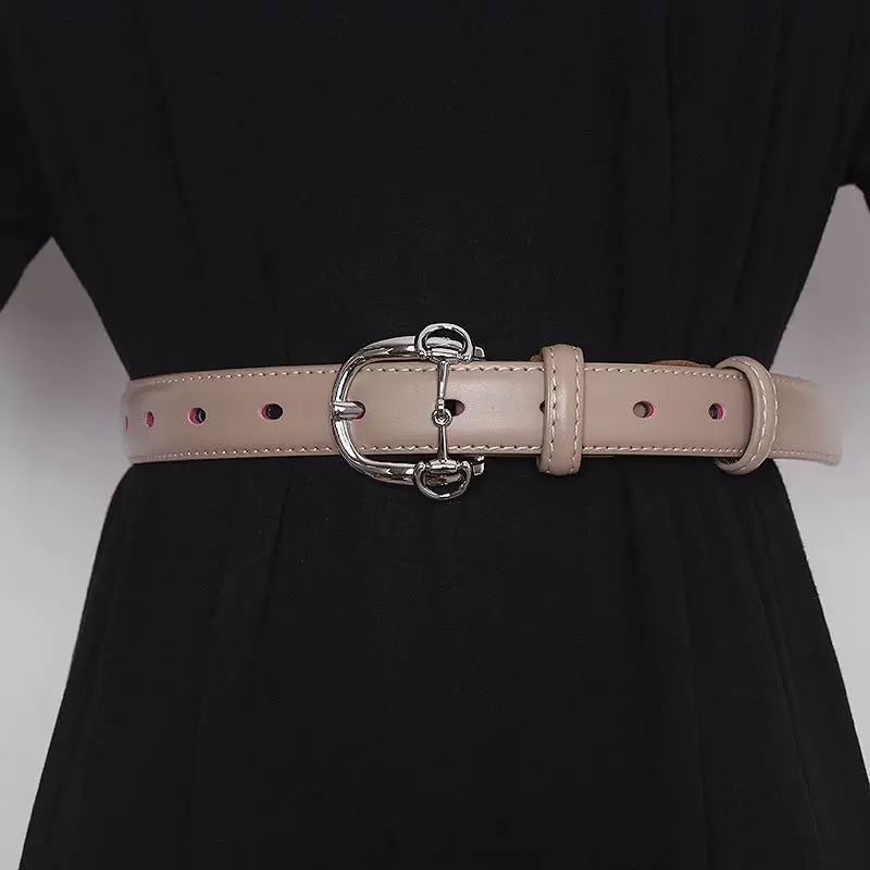 Women's Pin Buckle Minimalist Leather Korean-style Waist Belt for Date Night Gift Party Designer Office Everyday