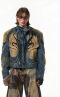 Men's Oxidized Mandarin Collar Cropped Jacket Casual Coat for Cold Weather Fall Travel Outdoor Holiday