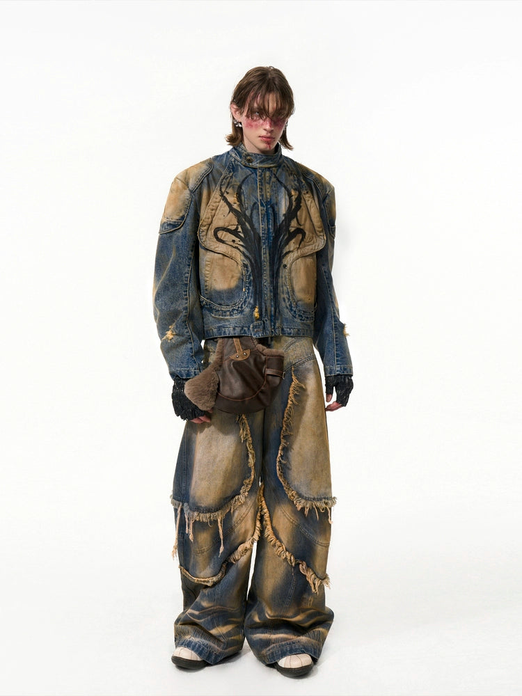 Men's Oxidized Mandarin Collar Cropped Jacket Casual Coat for Cold Weather Fall Travel Outdoor Holiday