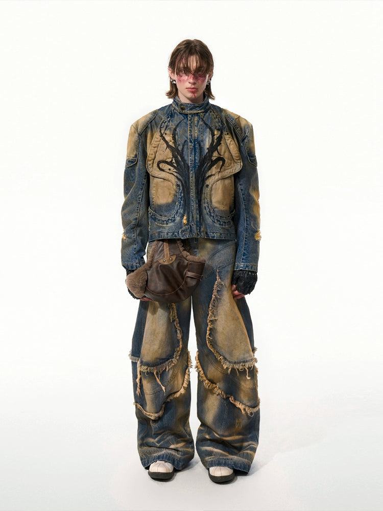 Men's Oxidized Mandarin Collar Cropped Jacket Casual Coat for Cold Weather Fall Travel Outdoor Holiday