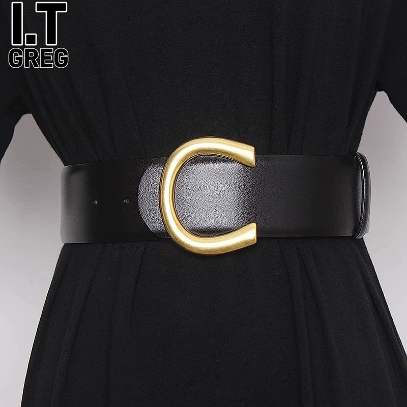 Women's Waist-Defining Metal Slim-Waist Leather Dress Belt Waist-Cinching Everyday Jeans for Date Night Gift Party Office Vacation