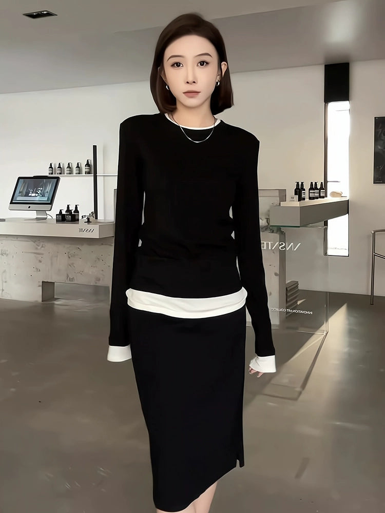 Women's Vest Black Color-Block Casual Layered Hoodie for Layering in Spring Streetwear Fall Travel and Weekend Everyday
